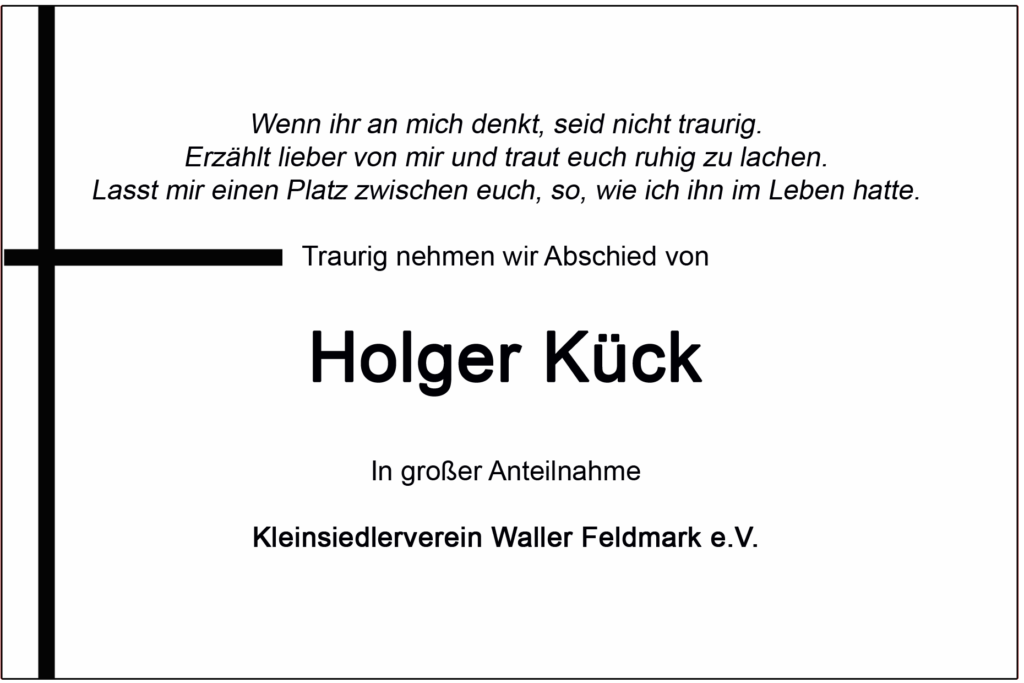 Unser langjähriges Mitglied und Mitglied des Vorstandes: Holger Kück

September 2024